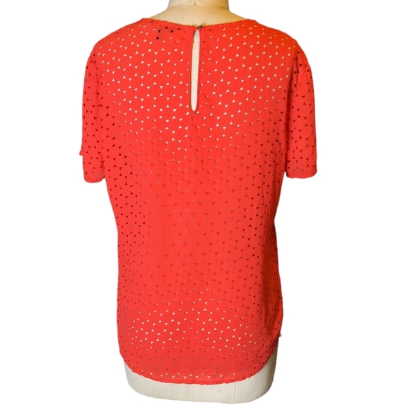 Banana Republic Sheer Polka Dot Orange Short Sleeve Blouse Women's Size Medium - Picture 4 of 5